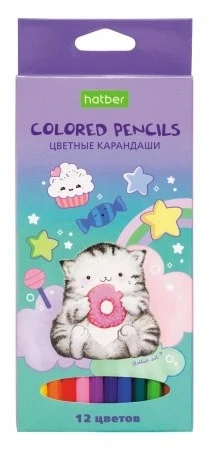 Фото для Карандаши цветные Hatber ECO Приключения кота Пирожка 12цв.