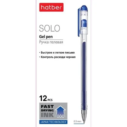 Фото для Ручка гелевая Hatber Solo синяя 0,5мм