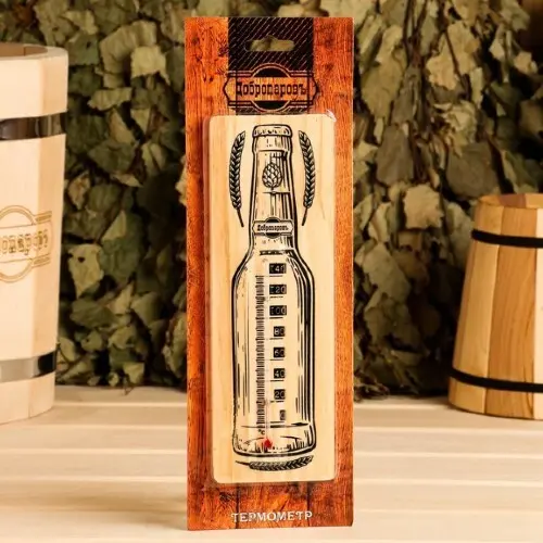 Термометр спиртовой "Бутылка", деревянный 140 С 6996127