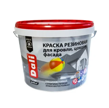 Фото для Краска резиновая DALI для кровли, фасада и цоколя база А 12кг