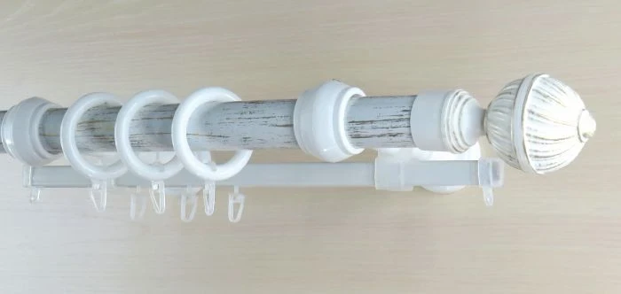 Фото для Карниз двухрядный металл пластик Византия 240 см белый золото-патина