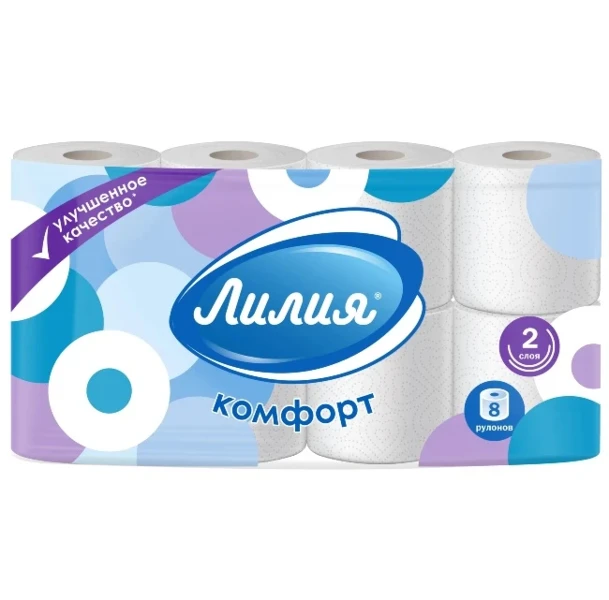Фото для Туалетная бумага Лилия Комфорт 2сл 8рул