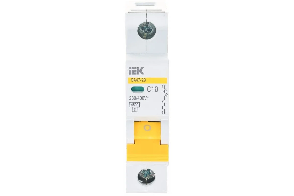 Автоматический выключатель IEK ВА47-29 1ф 10А характеристика С, 4.5кА