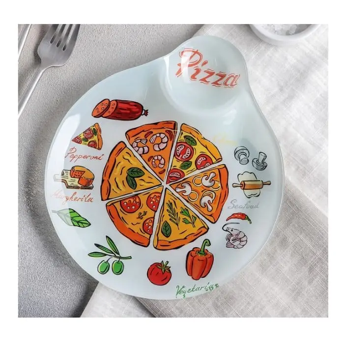 Блюдо стеклянное с соусником «Пицца», 22?19 см, 3941250
