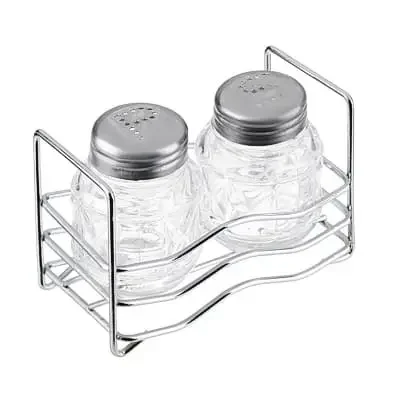 Фото для Набор для соли и перца "Практик" на подставке, стекло, металл, h 6см, 828-146