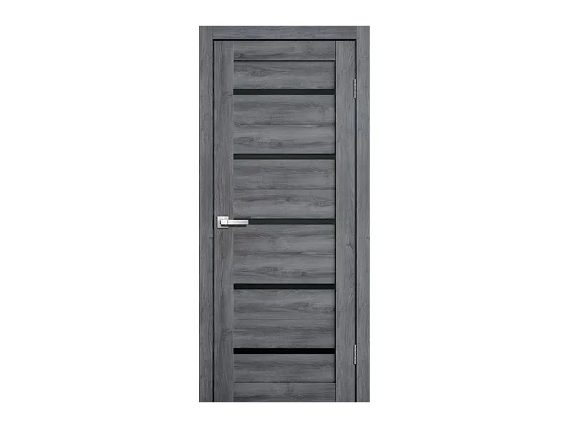 Дверь межкомнатная "L26" Дуб Стоунвуд с черным стеклом 3D Микрофлекс 800х2000