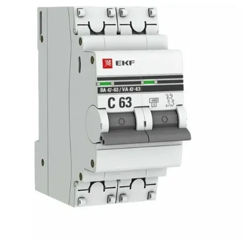 Автоматический выключатель EKF ВА 47-63 2P (C) 4,5kA 63 А