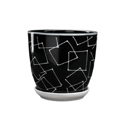 Фото для Горшок для цветов 2,5л "Иллюзия" черный керамика, 5224084