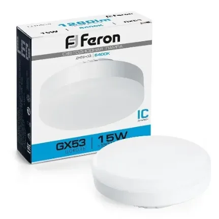 Лампа светодиодная Feron LB-454 GX53 15W 6400K таблетка 25869