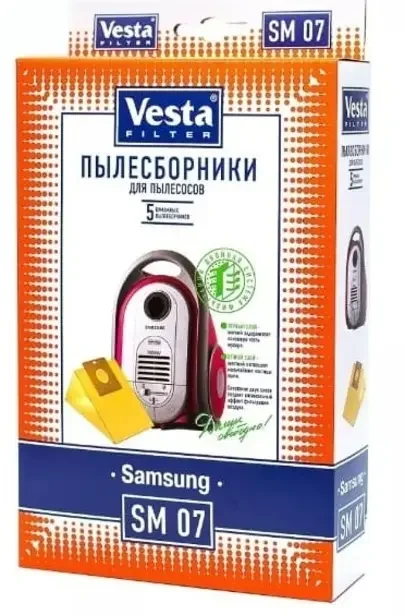 Фото для Мешки-пылесборники бумажные Vesta Filter SM 07 для пылесосов SAMSUNG, 5 шт