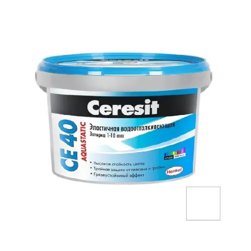 Затирка Ceresit CE 40 Aquastatic №01 белая 2 кг эластичная водоотталкивающая