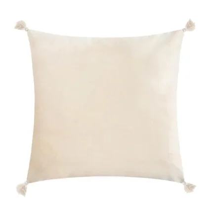 Фото для Чехол на подушку с кисточками Этель цвет молочный, 45х45 см, 100% п/э, велюр