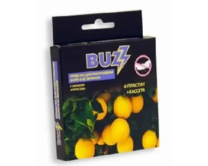 Уценка! Комплект для уничтожения моли и ее личинок BUZZ "Апельсин" 6 инсектицидных пластин кассета действие до 5 месяцев