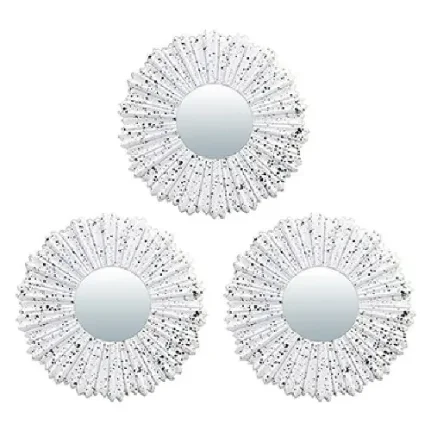 Комплект декоративных зеркал QWERTY Ницца, белый, 3 шт, диаметр 10 см 74045