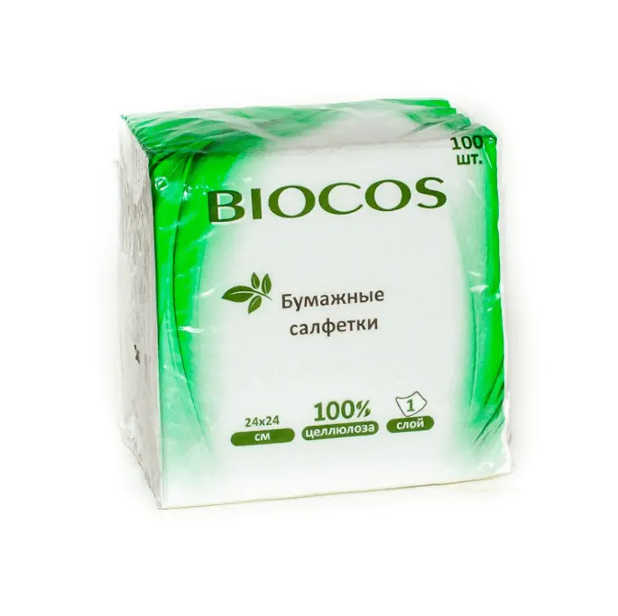 Салфетки бумажные 100шт BioCos белые