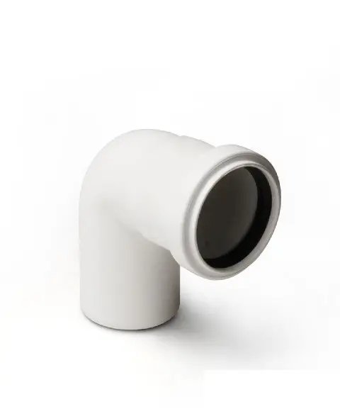 Отвод канализационный ПП Ду 110мм / 90° с кольцом белый шумопоглощающий