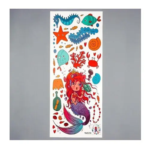 Наклейка пластик интерьерная цветная "Русалочка и подводный мир" 25х60 см 6770318