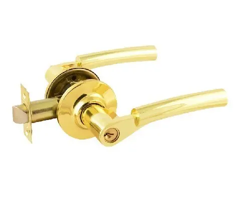 Ручка защелка дверная Нора-М АА-01 с ключом и фиксатором, золото (комплект ручек)