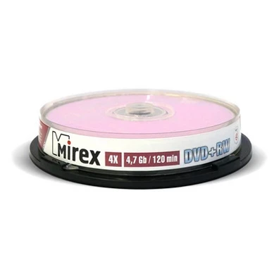 Фото для Диск DVD+RW 4,7Gb 4x Mirex (по 10 штук/уп cake box) UL130022A4L