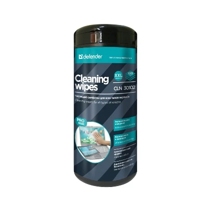 Фото для Салфетки чистящие Defender влажные CLN30102 Pro для экранов / нетканый материал "wetlaid"/ 100 шт