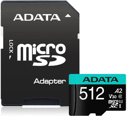 Фото для Карта памяти Micro-SD 512Gb Class 10, A-Data AUSDX512GUI3V30SA2-RA1 Premier Pro + adapter