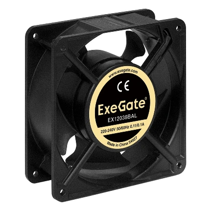 Фото для Вентилятор 120x120x38 ExeGate EX12038BAL (120x120x38 мм, 2-Ball (двойной шарикоподшипник, алюминиевый корпус, подводящий провод 