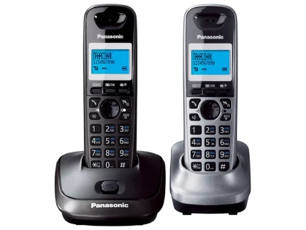 Фото для Телефон беспроводной Panasonic KX-TG 2512RU2 (темно-серый металлик / серый металлик, 2 трубки, Caller ID, точечный дисплей, теле