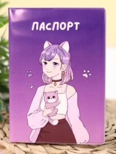 Фото для ОБЛОЖКА ДЛЯ ПАСПОРТА ПВХ "CUTE CAT GIRL"