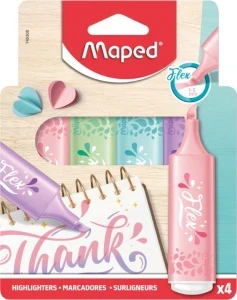 Фото для НАБОР МАРКЕРОВ ТЕКСТОВЫДЕЛИТЕЛЕЙ "FLUO PEP'S FLEX PASTEL" 4 ЦВЕТА