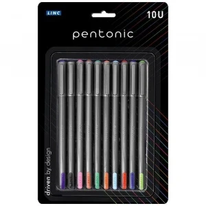 Фото для НАБОР ШАРИКОВЫХ РУЧЕК "LINC PENTONIC SILVER" АССОРТИ УПАКОВКА 10Ш/У