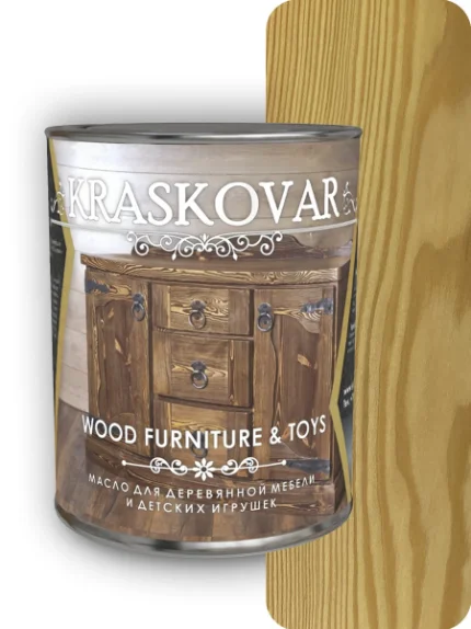 Фото для Масло Kraskovar Wood Furniture & Toys для мебели и детских игрушек Бесцветное 0,75 л