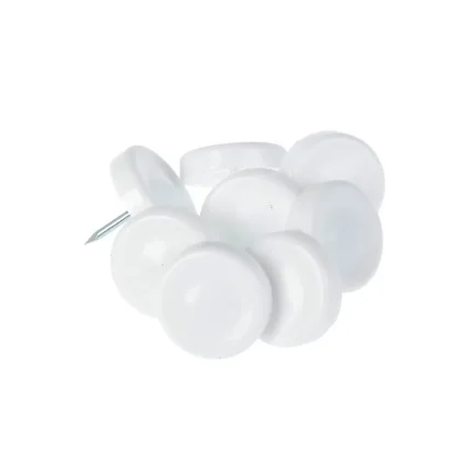 Фото для Накладка мебельн круглая, D=24 мм, 8 шт., пластик, цвет белый, с гвоздем//TUNDRA