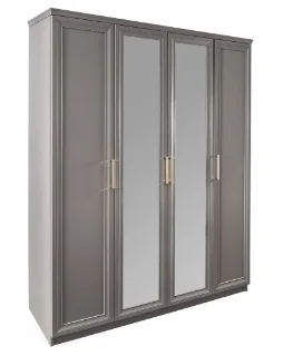 Фото для Шкаф "МОККО" 4-дверный с зеркалом серый камень