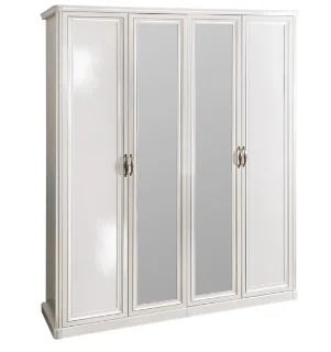 Фото для Шкаф "НАТАЛИ" 4-дверный (2+2) с зеркалом белый глянец