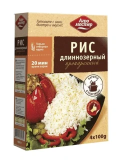 Фото для Крупа АгроМастер 400г рис длиннозерный пропаренный ВП*6/5