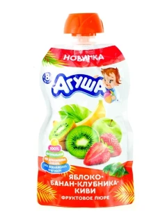 Фото для Пюре Агуша 90гр Яблоко/банан/клубника/киви*10