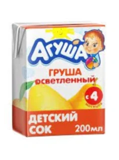 Фото для Сок Агуша 200мл Груша осветленый с 4-х месяцев*18