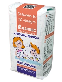 Фото для Крупка Гарнец 450гр Рисовая манка желтый пакет*6