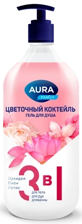 Фото для Гель д/душа Аура Фэмили 1л Цветочный коктейль*6