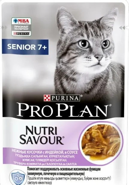 Фото для Pro Plan Senior 7+ м/п для пожилых кошек с индейкой, в соусе, 85 г