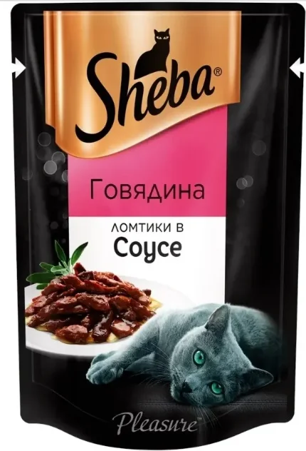 Sheba Паучи для кошек "Ломтики в соусе с говядиной", 75г