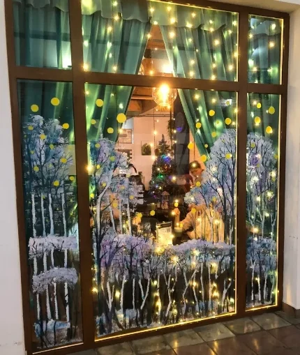 роспись витрин магазинов новогодняя витрина