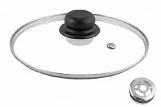 Фото для Крышка стекло 32см мет обод, пласт кнопка,усиленный пароотвод 1/8