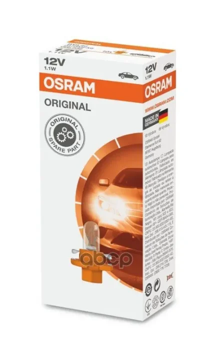 Фото для А/Лампа С Патроном 12v 1,1w Bx8,4d Osram 2473mfx6 (Для Подсветки Приборов) Osram арт. 2473MFX6