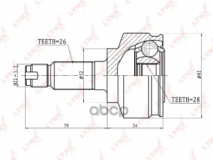 Фото для Шрус Ho [Ho-59] 28x52x26 Co-3412 Fit Gd# 2001- LYNXauto арт. CO-3412