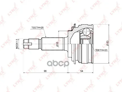 Фото для Шрус To [To-82] 23x56x26 Lynx Co3684 Ty Vitz, Ractis 1nzfe, Nsp91/Nsp100 05- LYNXauto арт. CO3684
