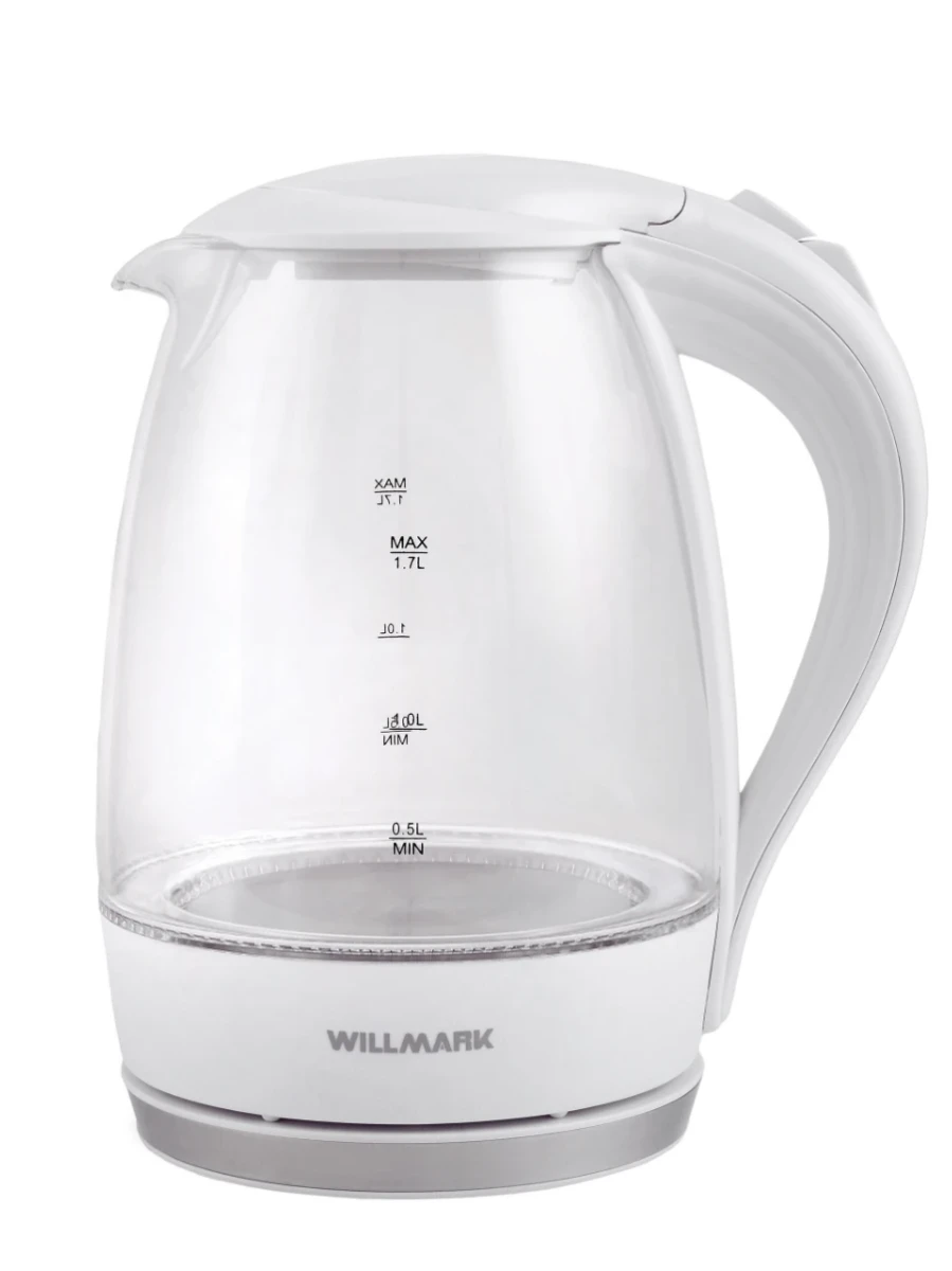 
Чайник WILLMARK WEK-1708G Стекло БЕЛЫЙ (1.7л,LED-подсв)