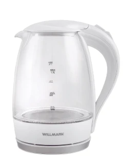 
Чайник WILLMARK WEK-1708G Стекло БЕЛЫЙ (1.7л,LED-подсв)