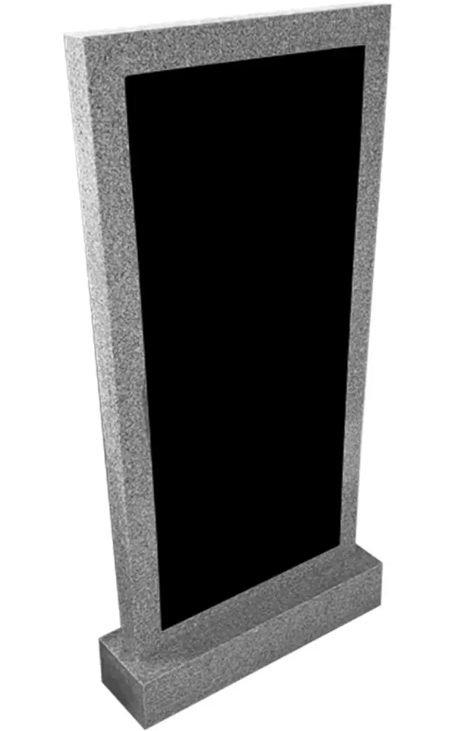 Памятник вертикальный из светло-серого гранита со вставкой из черного гранита ВБА-9