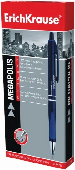 Фото для Ручка шариковая автомат. Erich Krause MEGAPOLIS Concept черная 0,7мм